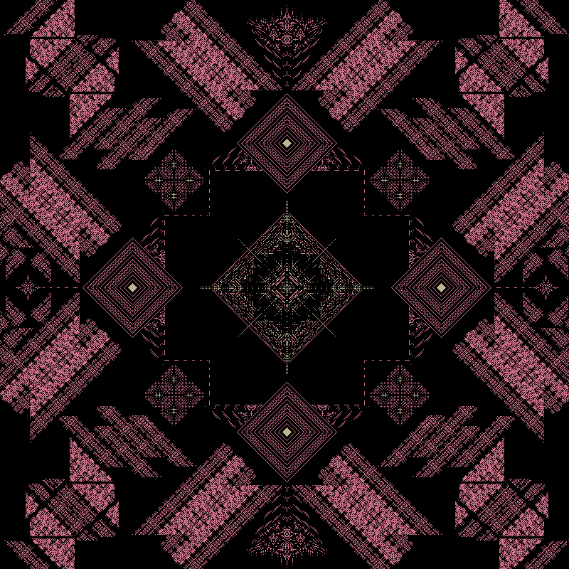 An animated lavender geometric pattern is shown on a black background. It looks... menacing? Otherworldy? Geometric.